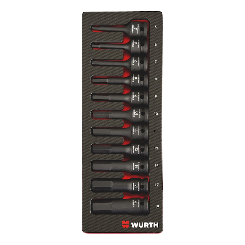 Würth ORSY System-Einlage Kraft-Steckschlüssel Innensechskant 1/2 Zoll 11-tlg Carbon 0965905215