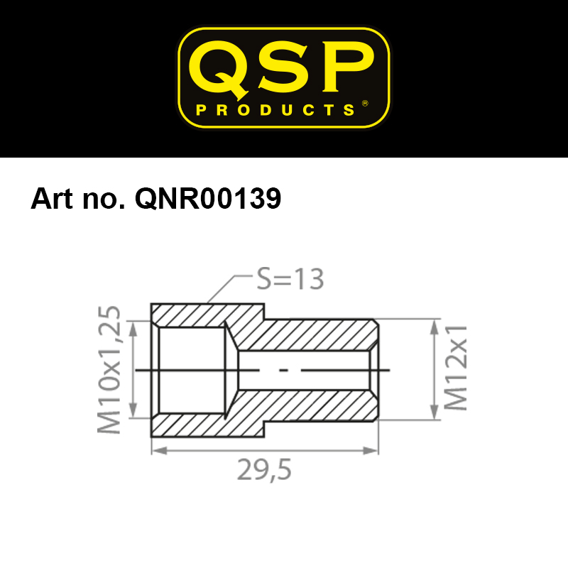 QSP Adapter für Bremse Messing M10x1.25 Female auf M12x1 Male