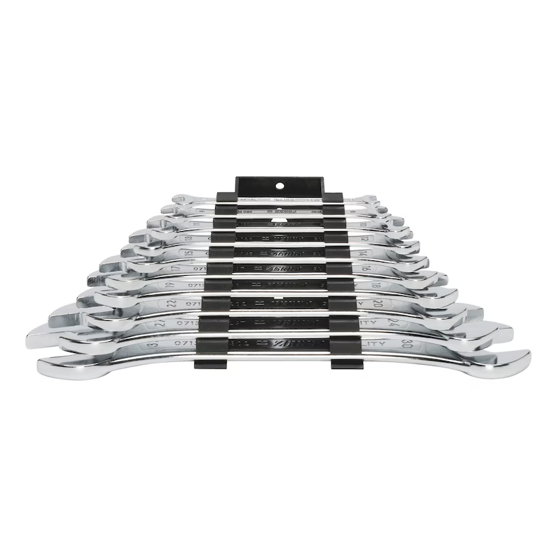 Würth Doppel-Maulschlüssel metrisch 6 × 7 bis 30 × 32 mm – 10-teiliges Sortiment mit Wandhalter