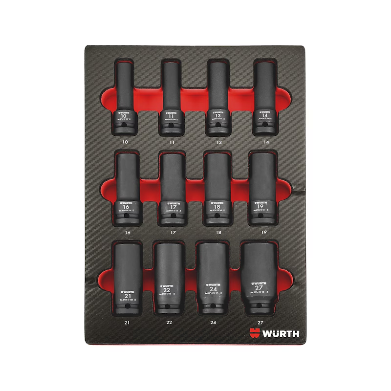 Würth ORSY System-Einlage Kraft-Steckschlüssel 1/2 Zoll lang 6-kant 12-tlg Carbon 0965905218