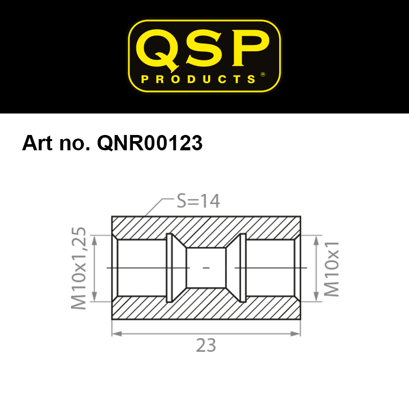 QSP Adapter Verbinder für Bremse Messing M10x1.25 auf M10x1.0 konvex Female