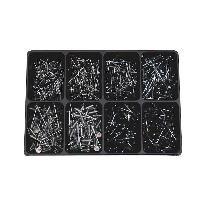 Würth Blindniet Sortiment Flachkopf DIN 7337 Alu schwarz/Stahl 725-teilig ORSY 4.4.1