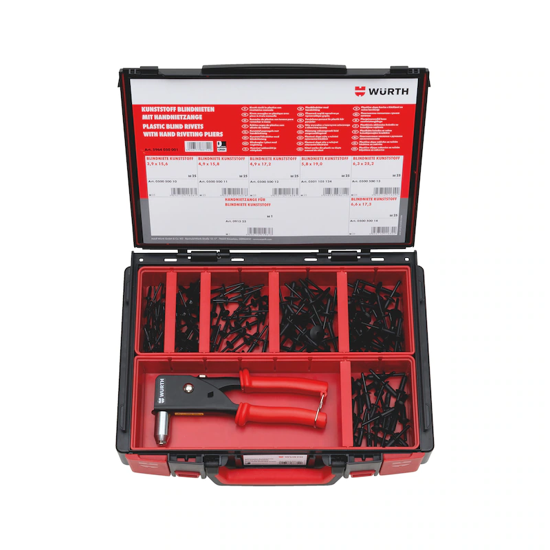Würth Kunststoff-Blindniet Sortiment 151-teilig inkl. Zange SYSKO ORSY 4.4.1