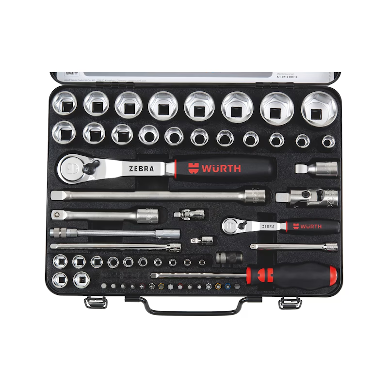 Würth Steckschlüsselsatz 1/4 + 1/2 Zoll 59 teilig Metallkassette ZEBRA Profi