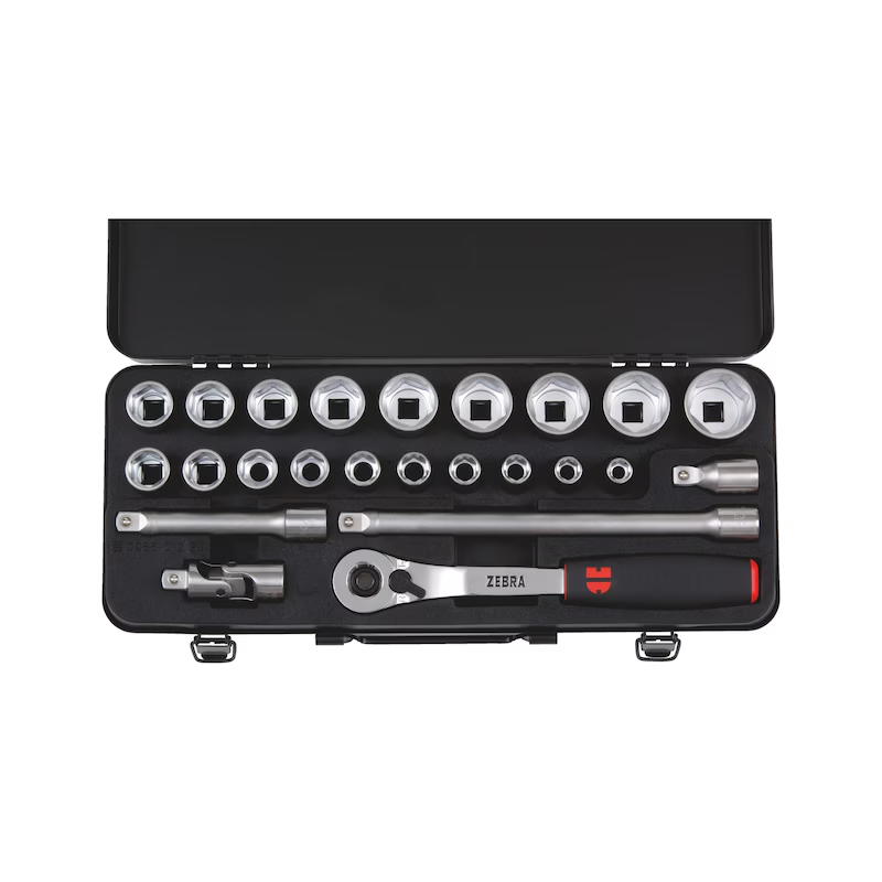 Würth Steckschlüsselsatz 1/2 Zoll 24 teilig Metallkassette ZEBRA