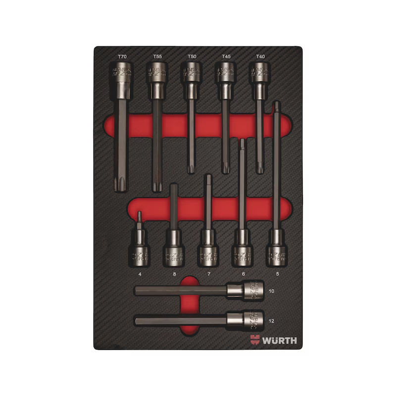Würth ORSY System-Einlage Steckschlüssel TX Satz 1/2 Zoll 12-teilig Carbon 0965905207