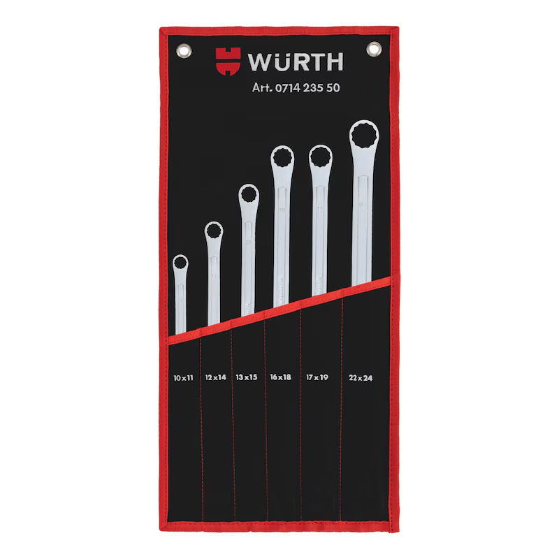Würth Doppel Ringschlüssel Satz extra lang metrisch 6 teilig mit POWERDRIV Antrieb
