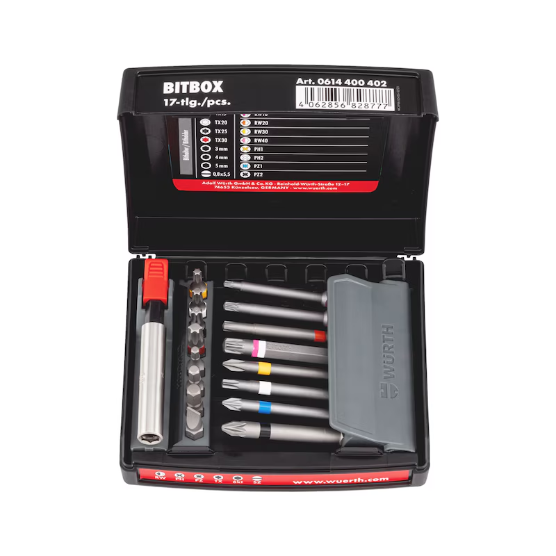 Würth Bitbox Größe 4 17-teilig 1/4 Zoll Bits 25 mm und 70 mm ORSY System
