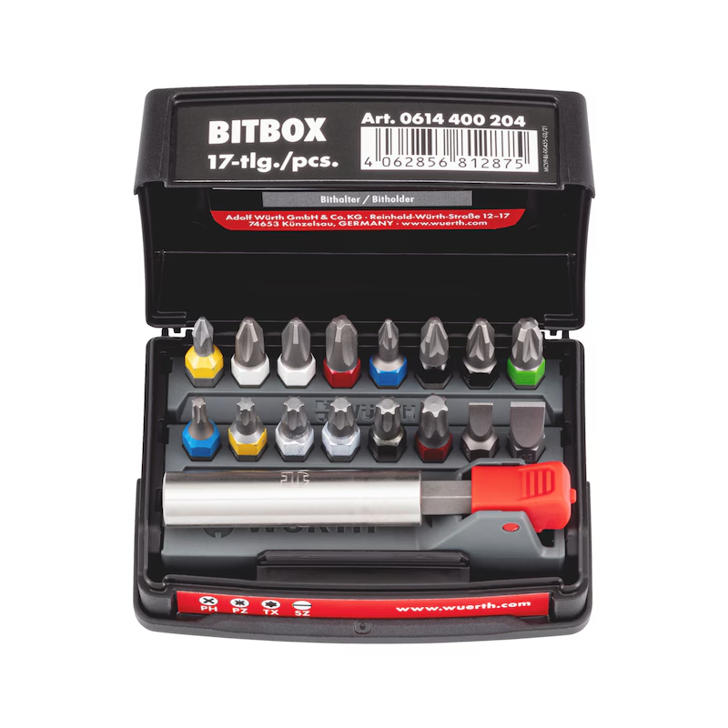 Würth Bitbox Größe 2 – Bit-Sortiment 17-teilig 1/4 Zoll ORSY System