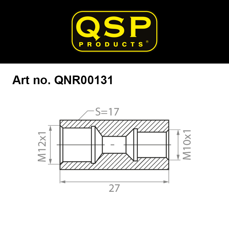 QSP Adapter Verbinder für Bremse Messing M12x1.0 auf M10x1.0 konvex Female