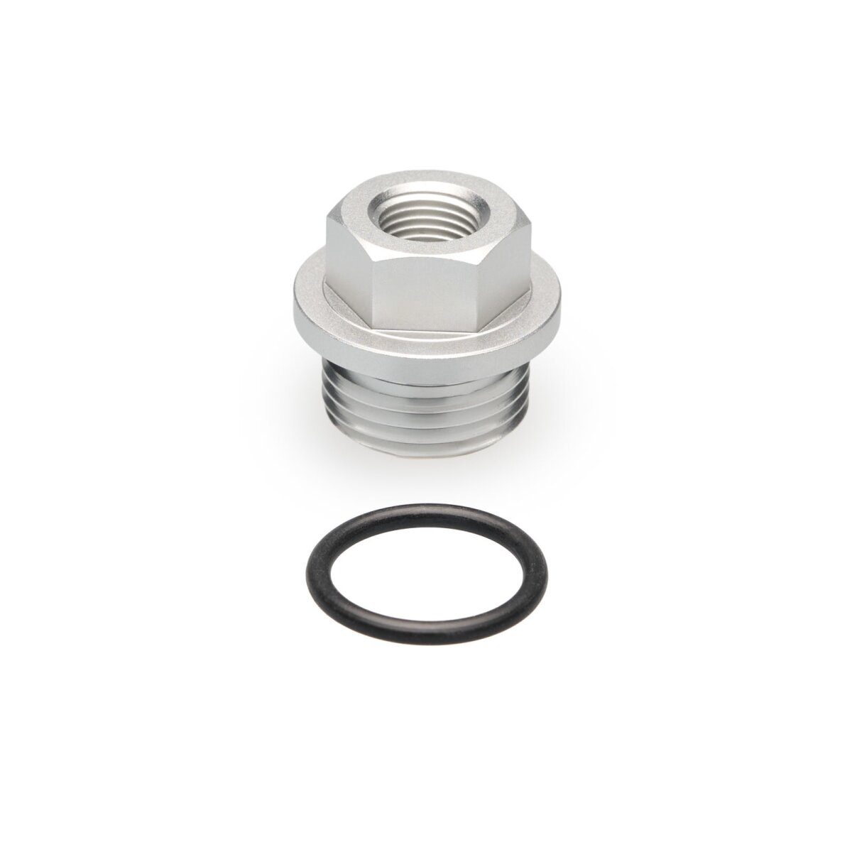 Gewindeadapter ORB Dash 8 männlich zu NPT 1/8" weiblich - silber matt