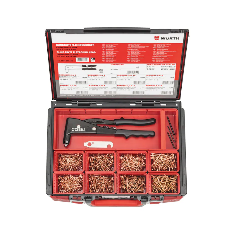 Würth Blindniet Sortiment Flachkopf Kupfer/Bronze 754-teilig SYSKO ORSY 4.4.1