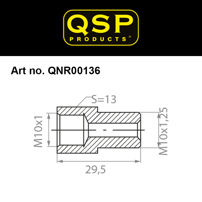 QSP Adapter für Bremse Messing M10x1.0 Female auf M10x1.25 Male