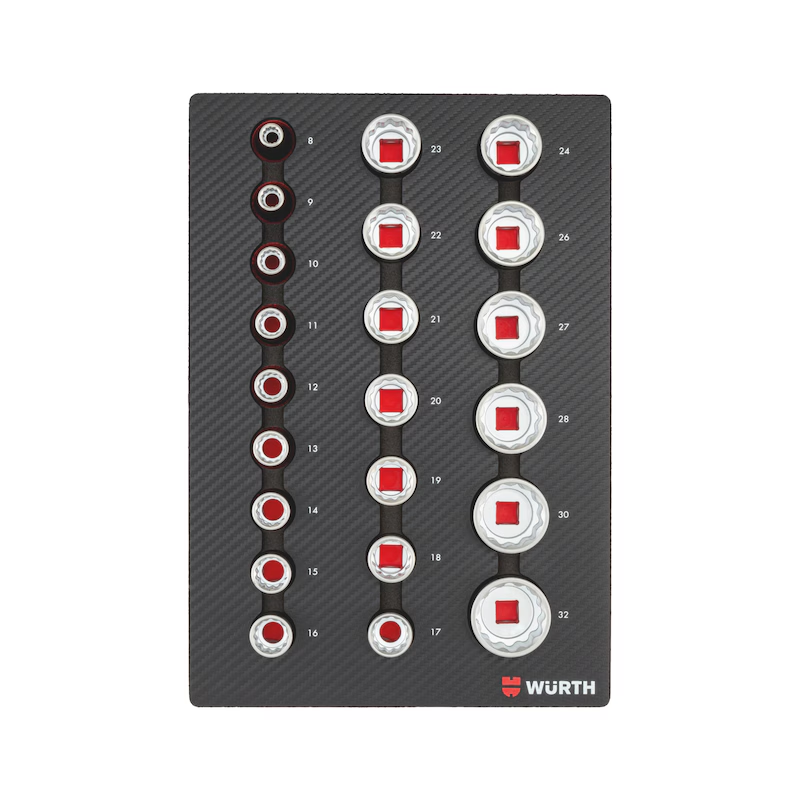 Würth ORSY Steckschlüssel Set 1/2 Zoll 12-kant 22-teilig System-Einlage 4.4.1 0965905230