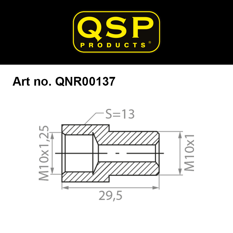QSP Adapter für Bremse Messing M10x1.25 Female auf M10x1.0 Male