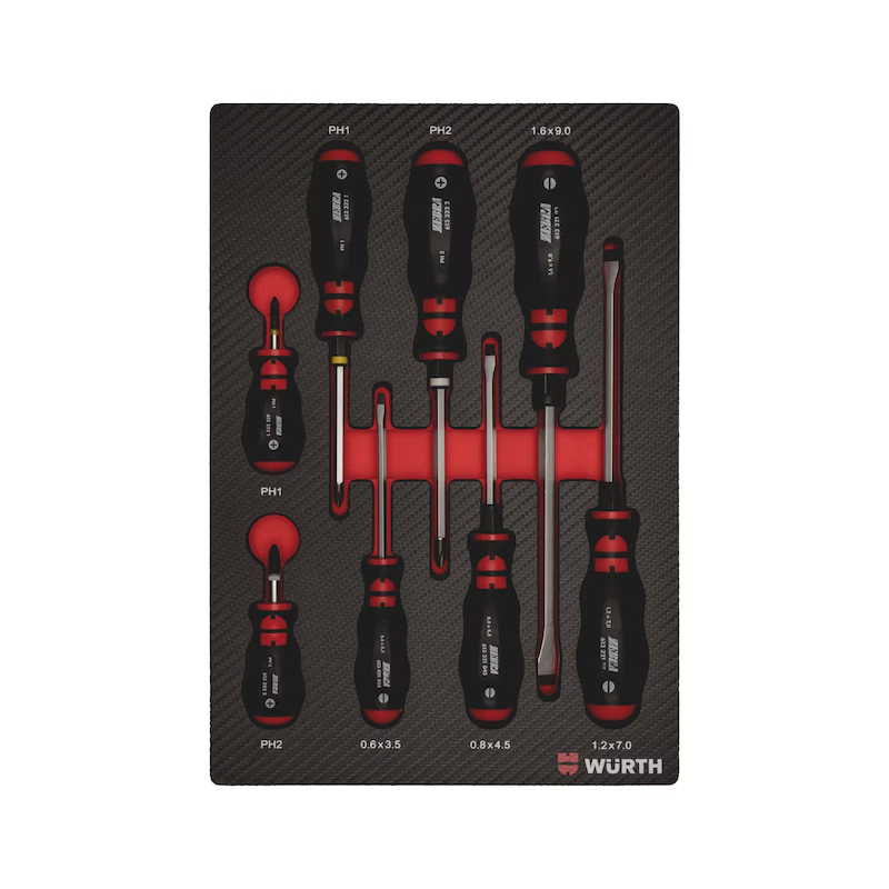 Würth ORSY System-Einlage Schraubendreher Set 8-tlg Carbon-Optik 0965905501