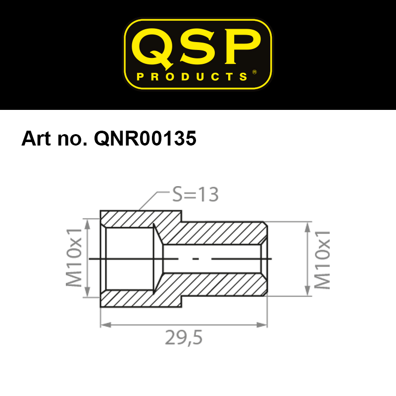 QSP Adapter für Bremse Messing M10x1.0 Female auf M10x1.0 Male