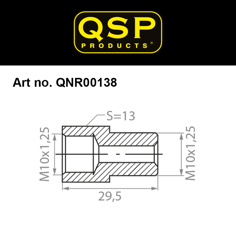 QSP Adapter für Bremse Messing M10x1.25 Female auf M10x1.25 Male